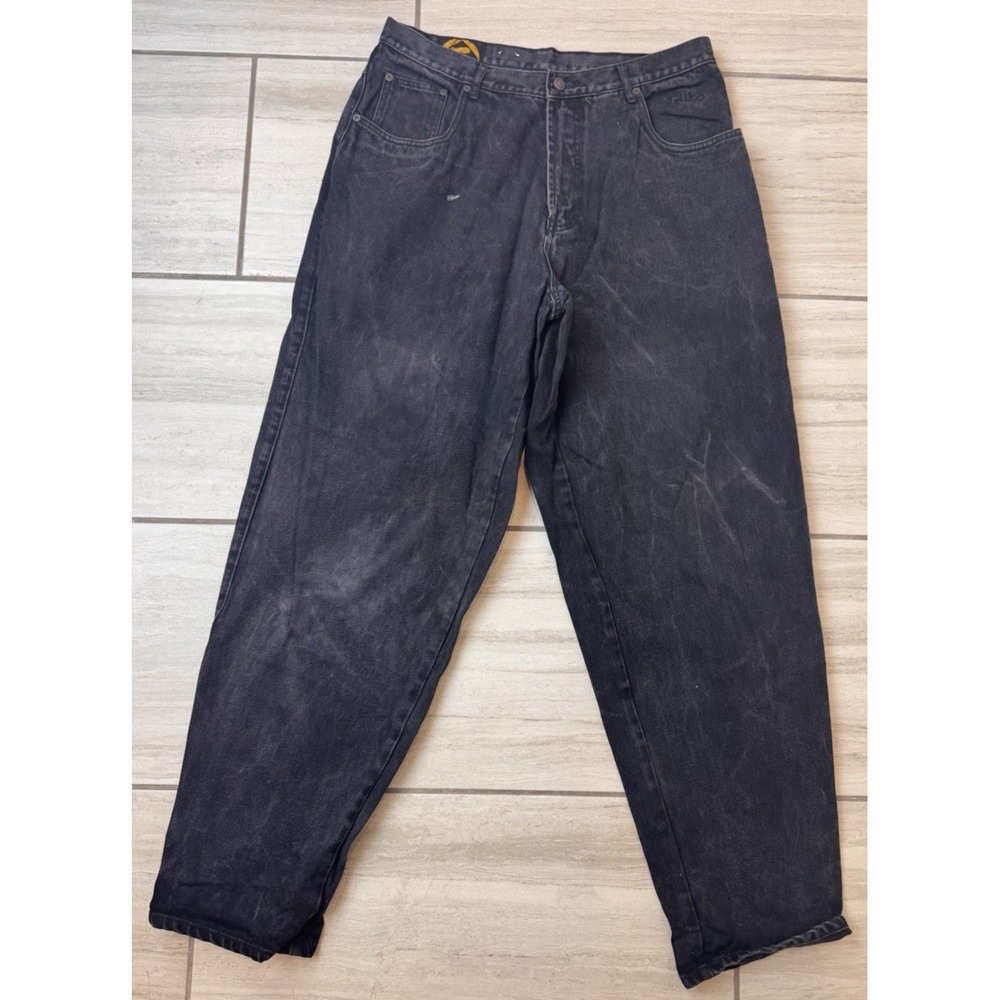 FILA 90s Dad Denim Jeans Vintage Size 36X33 Black Baggy Tapered‎ Y2K